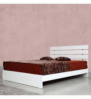 Letto matrimoniale, bianco, pannello di particelle rivestito di melamina