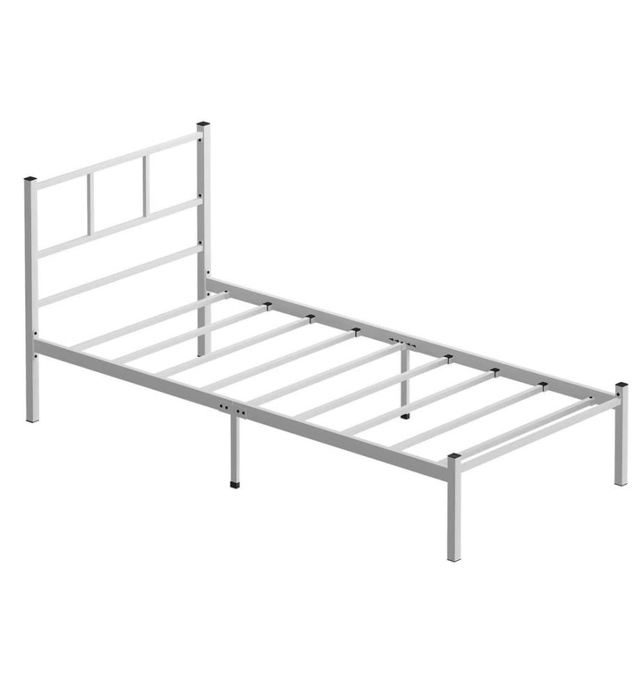 Lit simple, blanc, 100 % MÉTAL