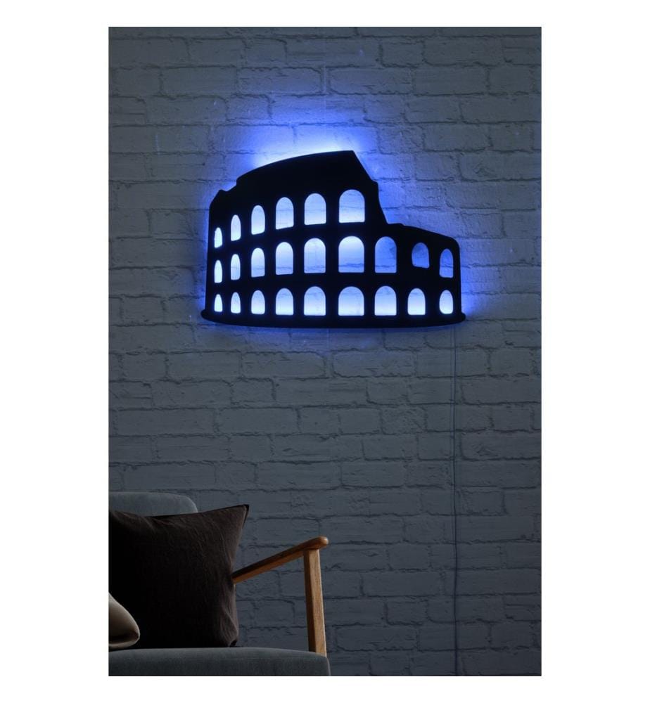 Éclairage décoratif à LED, bleu, socle en MDF noir, 60 LEDs/m de bande LED