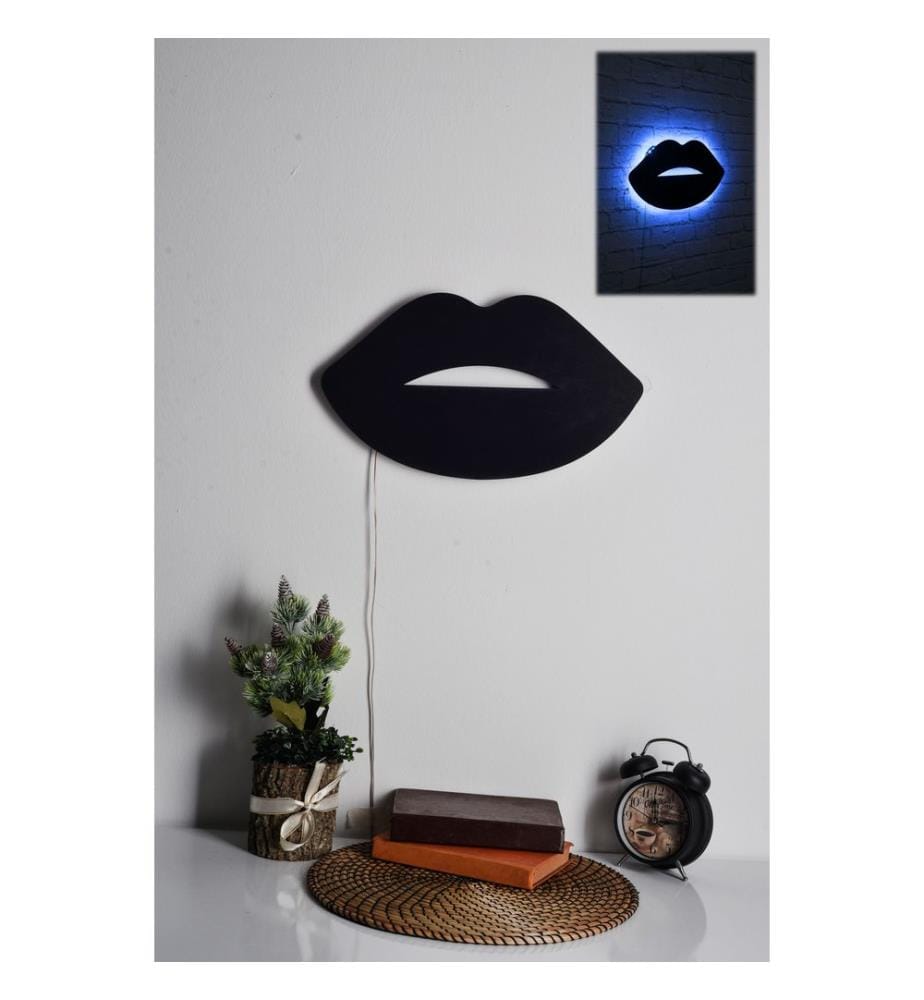 Éclairage décoratif à LED, bleu, socle en MDF noir, 60 LEDs/m de bande LED