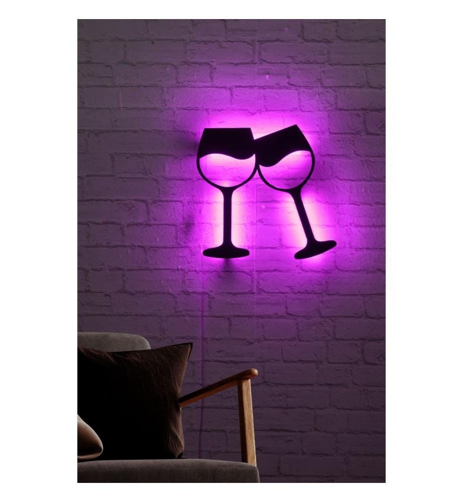Éclairage décoratif à LED, rose, socle en MDF noir, 60 LEDs/m de bande LED