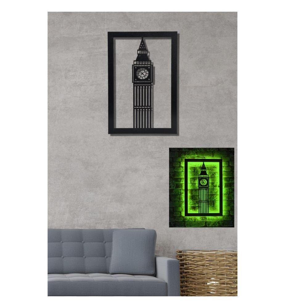 Illuminazione decorativa a LED, base in MDF verde e nero, strisce LED da 60 LED/m