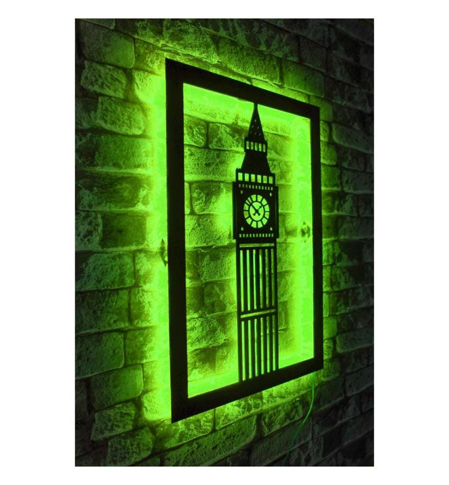 Illuminazione decorativa a LED, base in MDF verde e nero, strisce LED da 60 LED/m