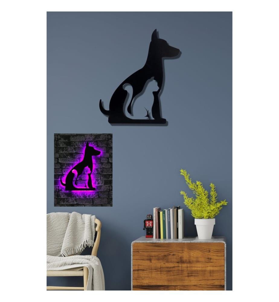 Éclairage décoratif à LED, rose, socle en MDF noir, 60 LEDs/m de bande LED
