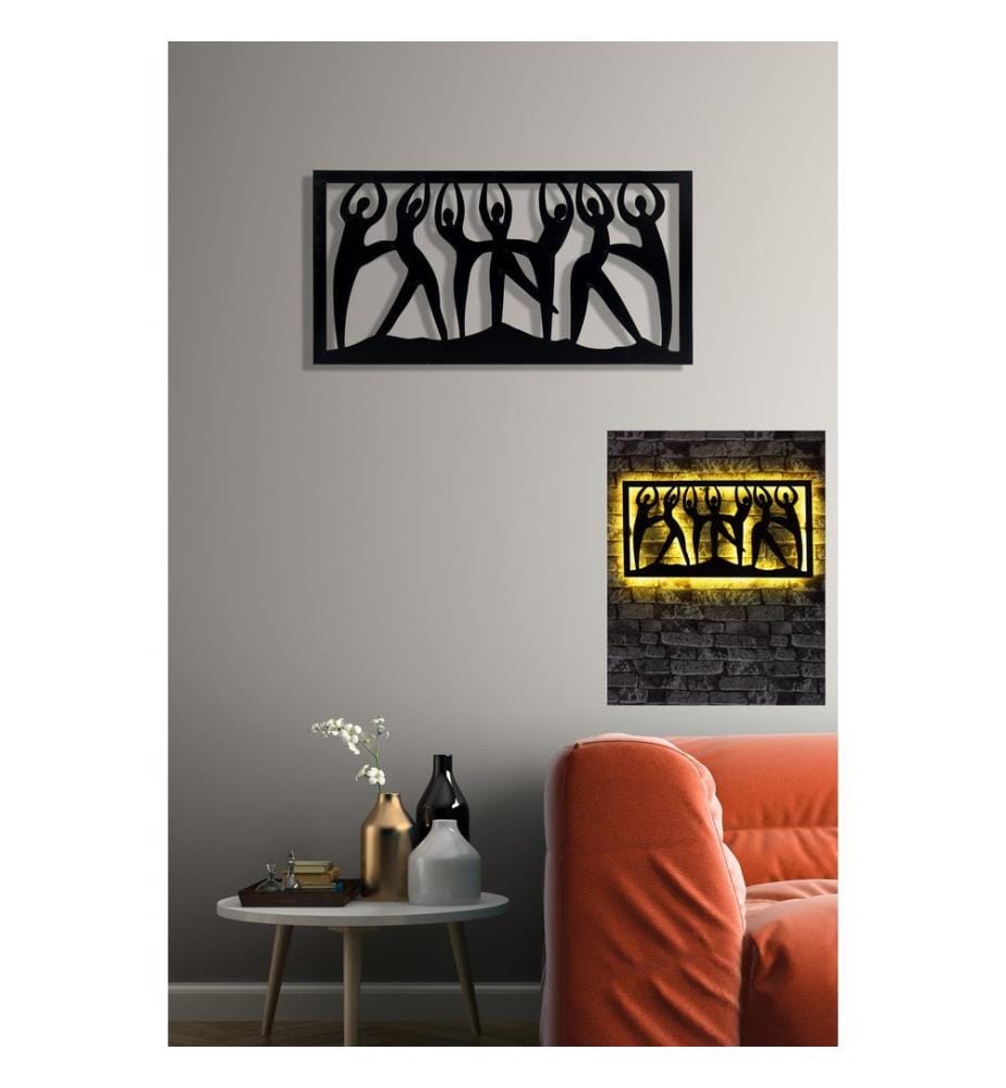 Illuminazione decorativa a LED, base in MDF gialla e nera, strisce LED da 60 LED/m