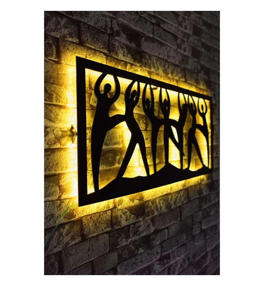 Illuminazione decorativa a LED, base in MDF gialla e nera, strisce LED da 60 LED/m