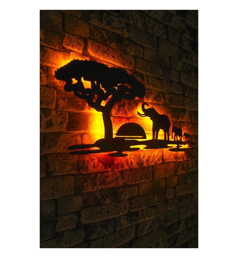 Éclairage décoratif à LED, jaune, rouge, base de panneau MDF noir, 60 LEDs/m de bande LED