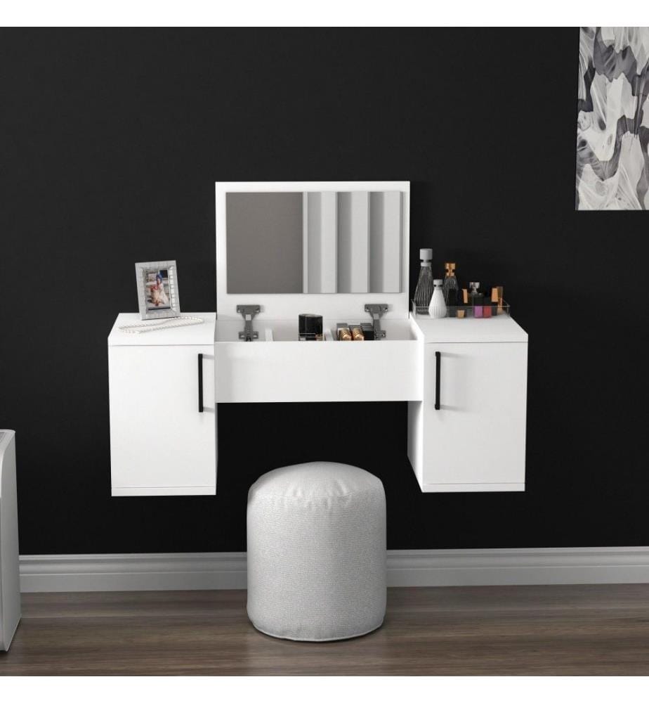 Table de maquillage, blanc, panneau de particules mélaminé