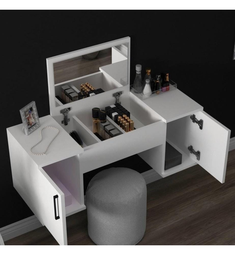 Table de maquillage, blanc, panneau de particules mélaminé