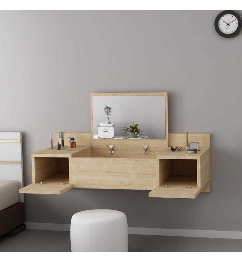 Table de maquillage, chêne saphir, panneau de particules mélaminé