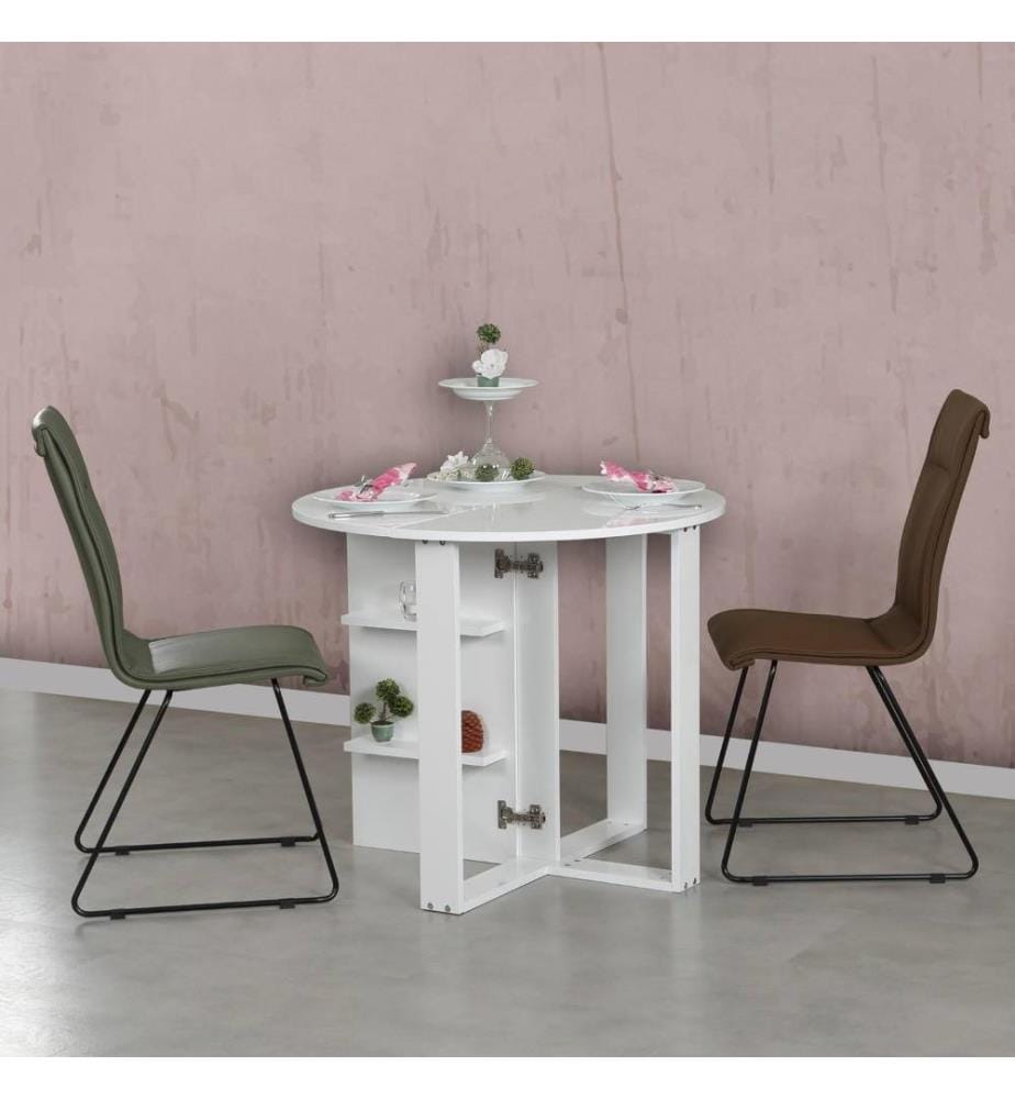Table pliante, blanc, panneau de particules mélaminé