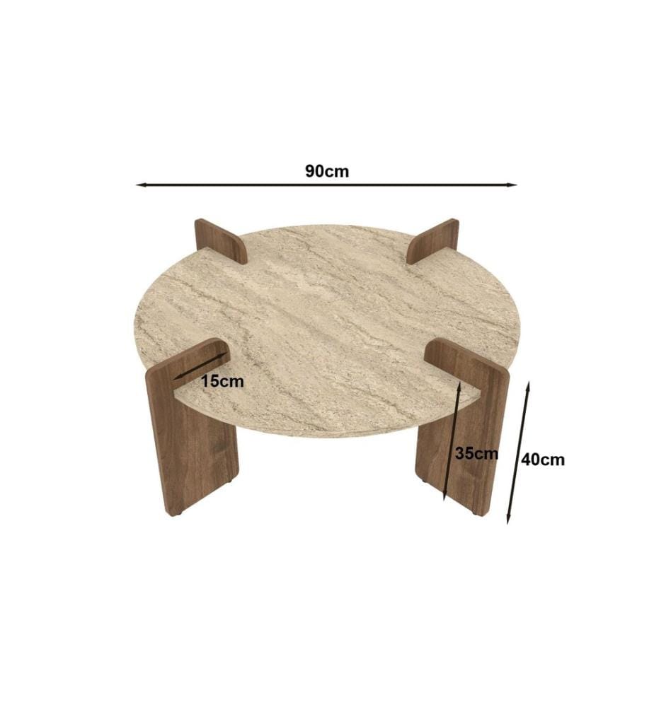 Couchtisch, 100 % melaminbeschichtete Spanplatte, Travertin, Walnuss
