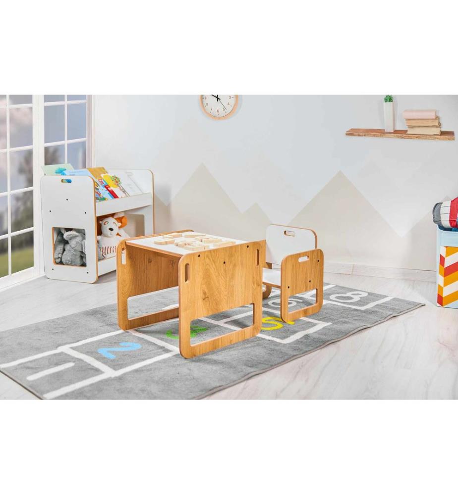 Kindertischset, 100 % MDF, Weiss, Natur