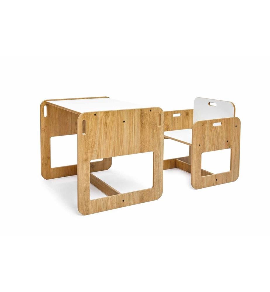 Kindertischset, 100 % MDF, Weiss, Natur