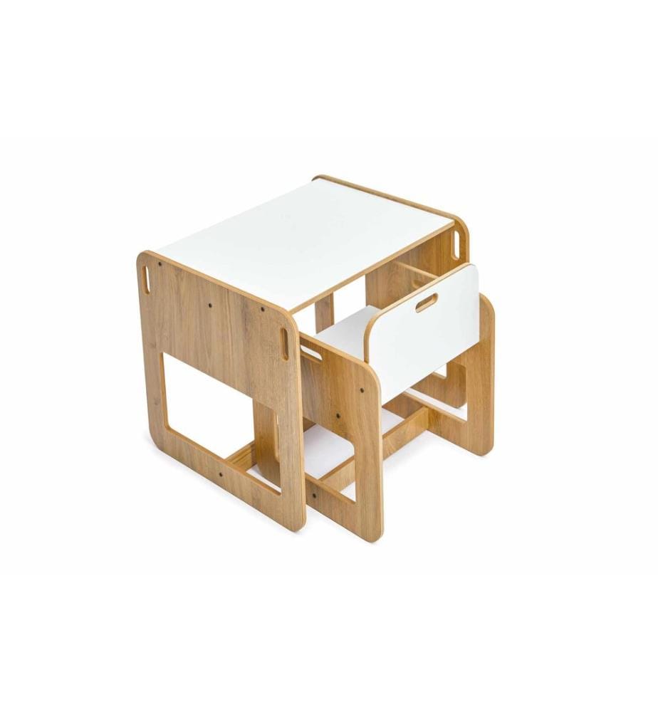 Kindertischset, 100 % MDF, Weiss, Natur