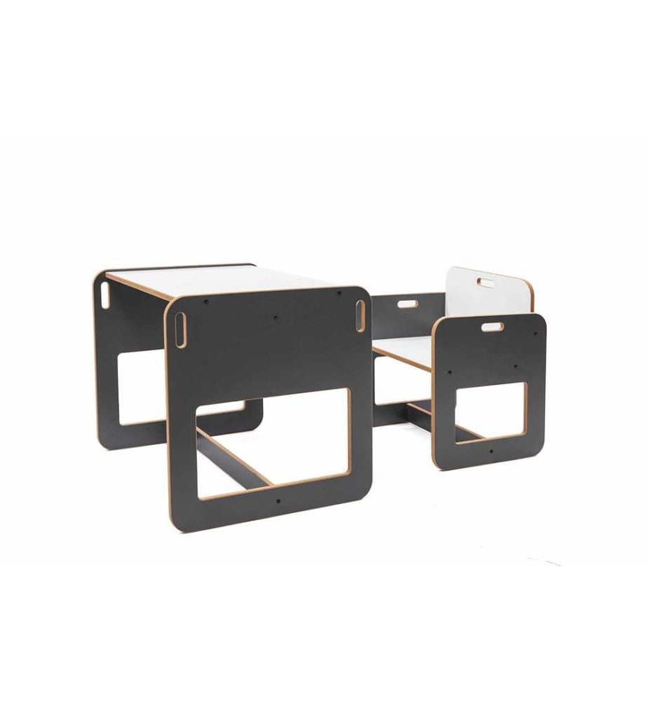 Kindertischset, 100 % MDF, Anthrazit, Weiss