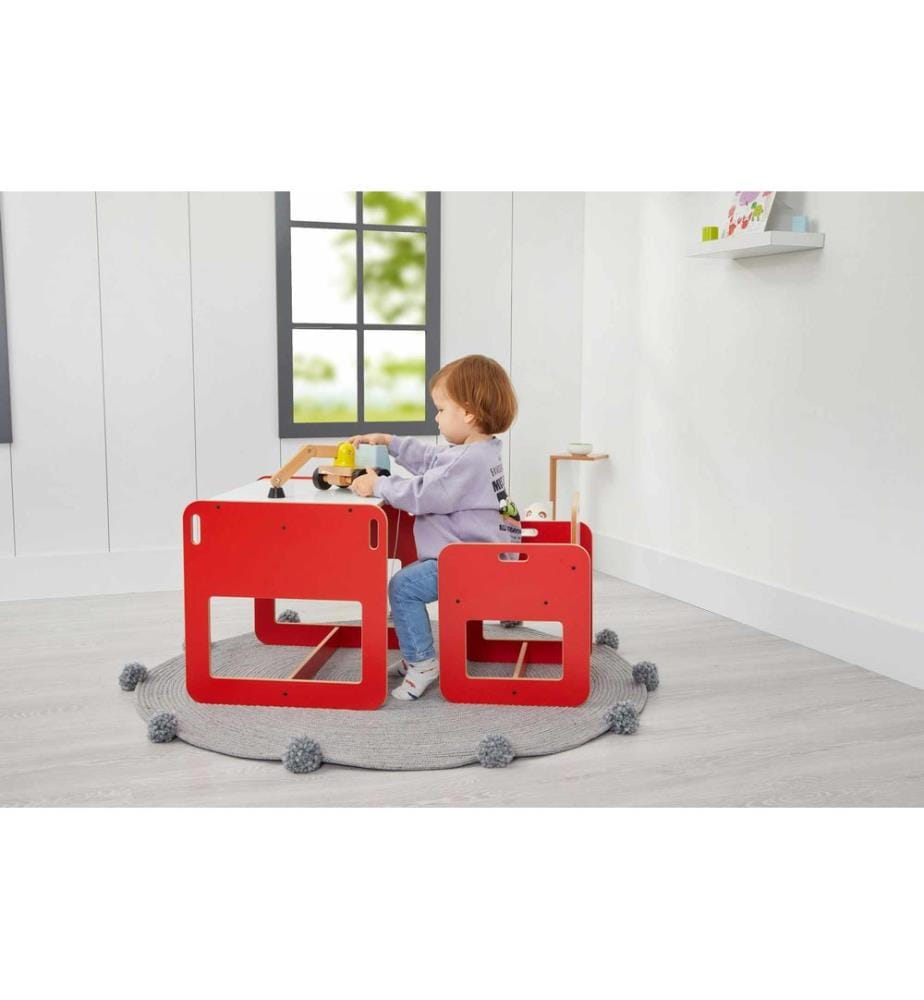 Kindertischset, 100 % MDF, Rot, Weiss