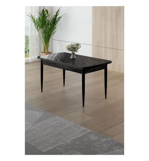 Esstisch, 100 % MDF, schwarzer Marmor, Schwarz