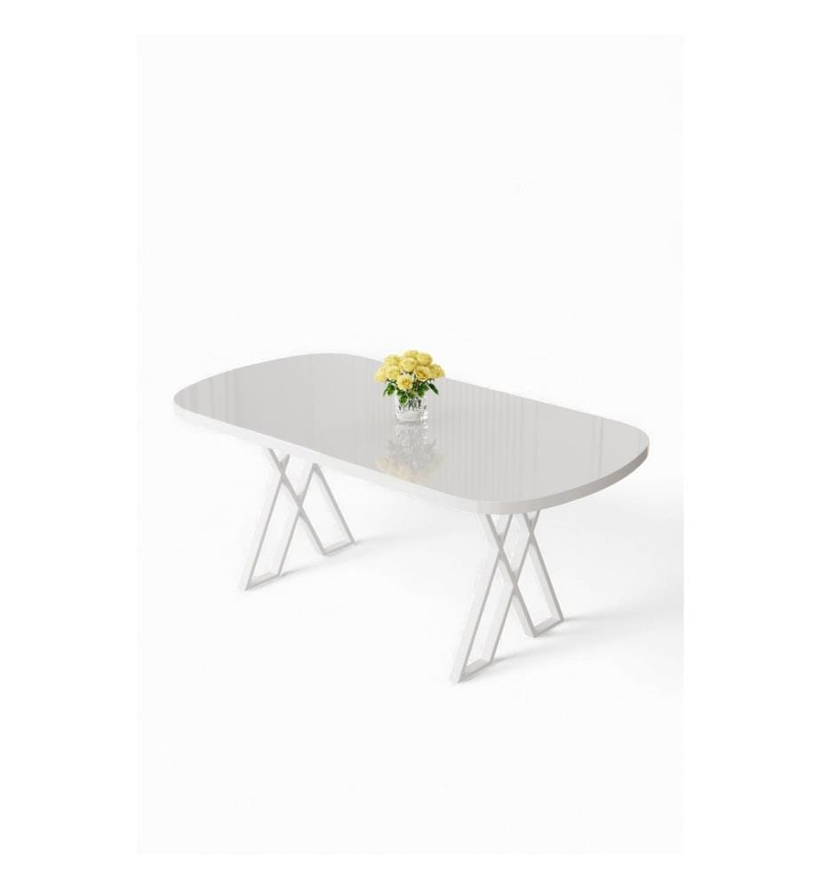 Table de salle à manger, 100 % MDF, blanche