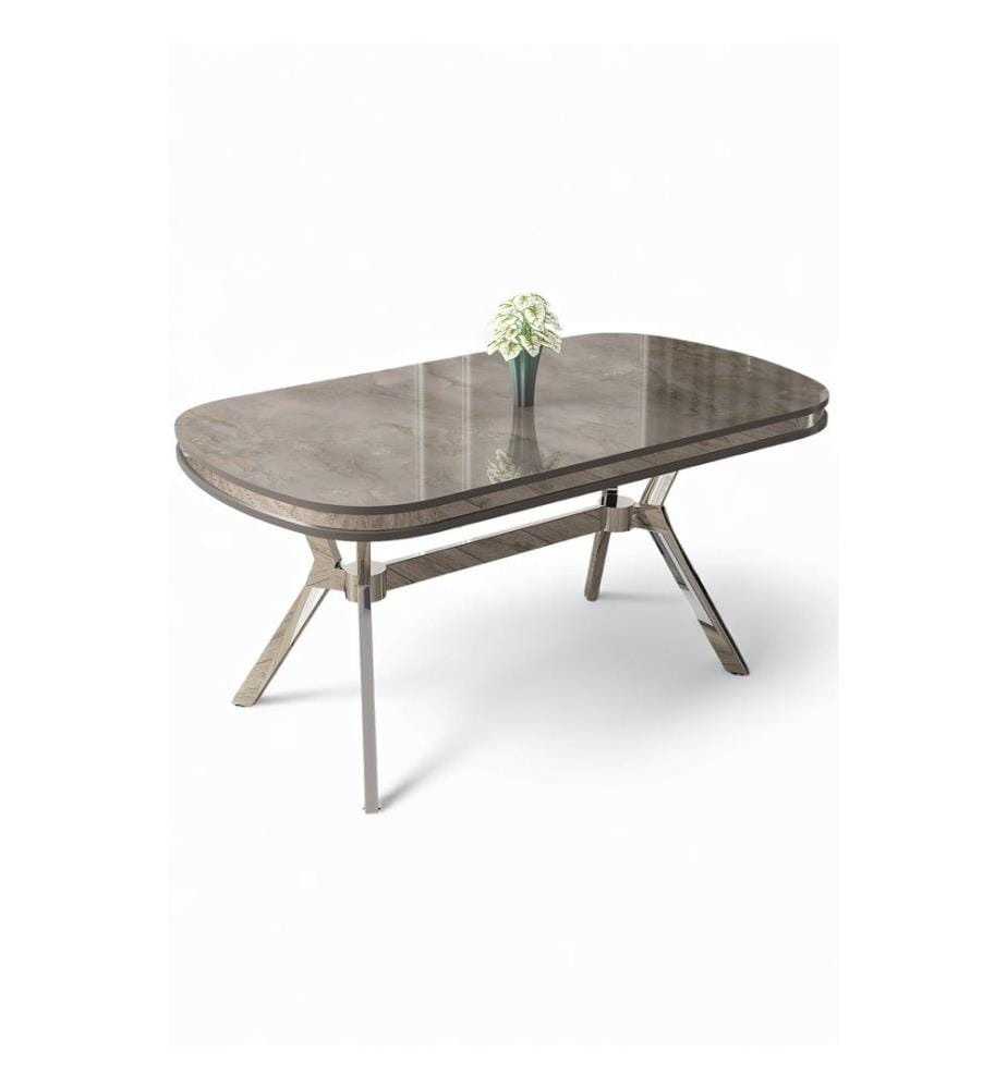 Esstisch, 100 % MDF, Anthrazit, Chrom