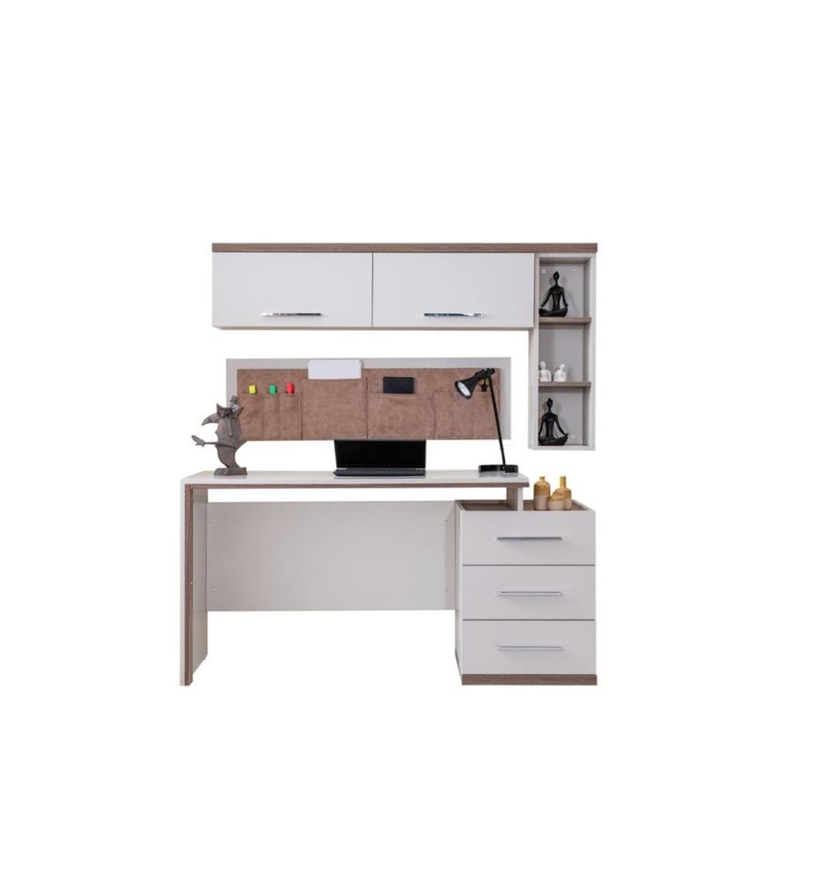 Schreibtisch, 100 % melaminbeschichtete Spanplatte, Creme, Braun
