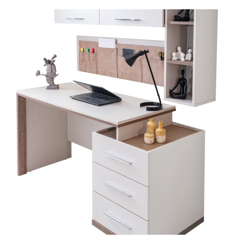 Schreibtisch, 100 % melaminbeschichtete Spanplatte, Creme, Braun