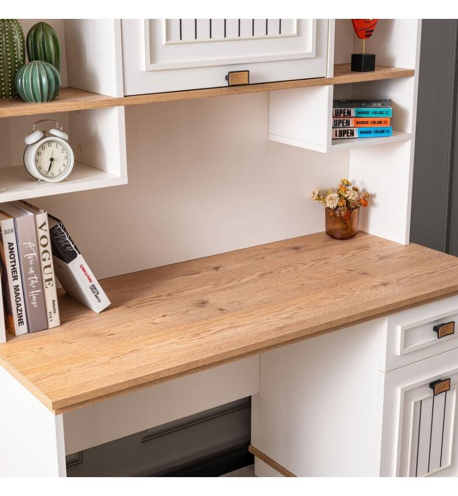 Bureau d'étude, panneau de particules 100 % mélaminé, crème clair