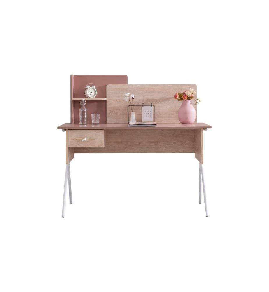 Bureau d'étude, panneau de particules 100 % mélaminé, marron et rose