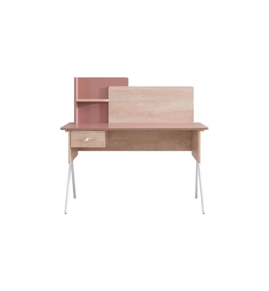 Bureau d'étude, panneau de particules 100 % mélaminé, marron et rose