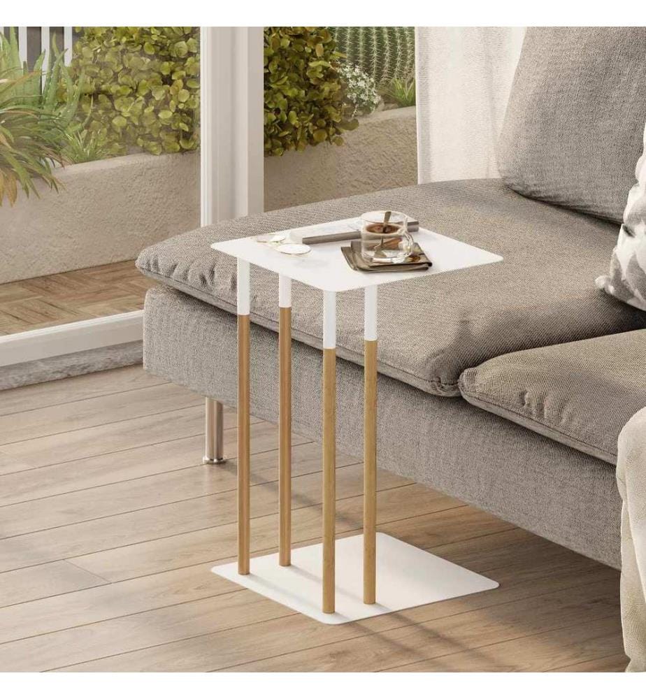 Table d'appoint, 100 % métal, blanche