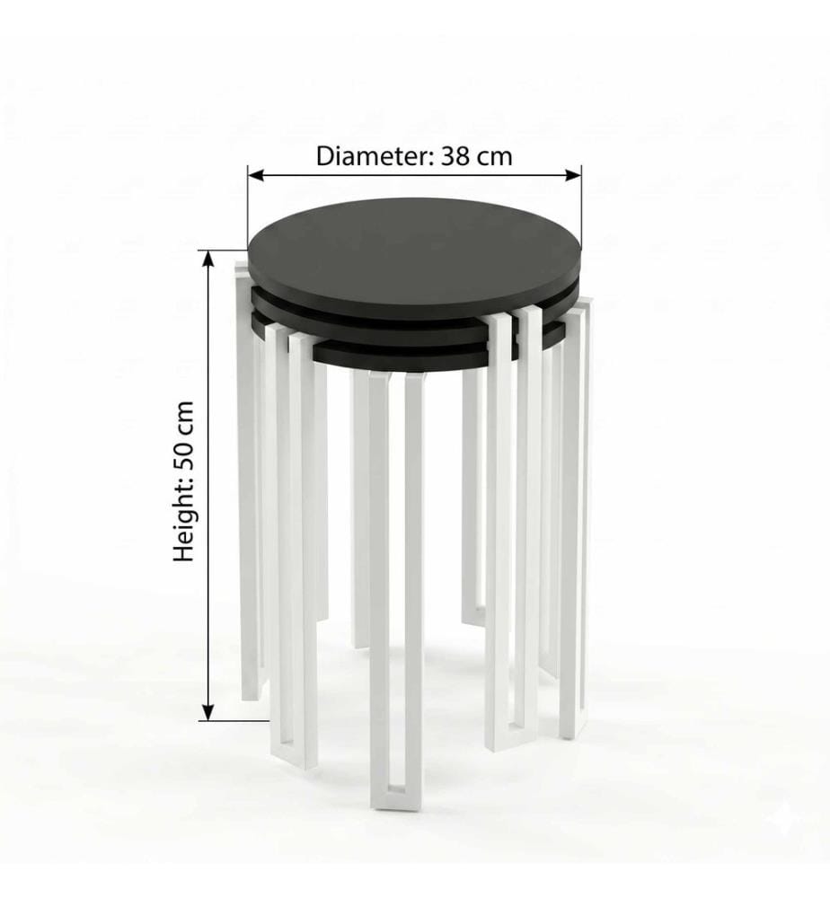 Satztisch, 3-teilig, 100 % melaminbeschichtete Spanplatte, Schwarz, Weiss