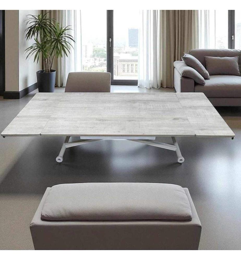 Ausziehbarer Esstisch, 100 % MDF, Lissabon, Weiss