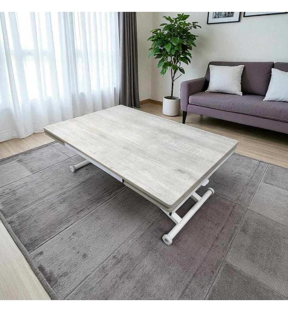Ausziehbarer Esstisch, 100 % MDF, Lissabon, Weiss
