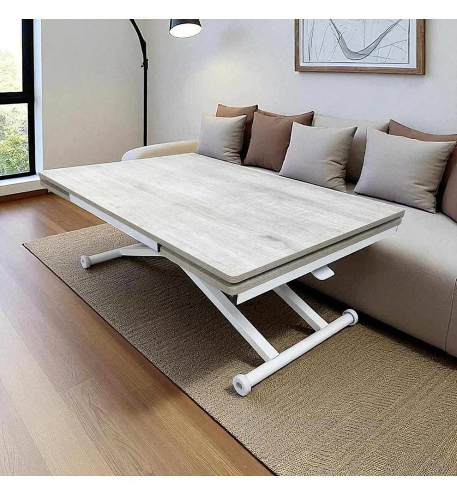 Ausziehbarer Esstisch, 100 % MDF, Lissabon, Weiss