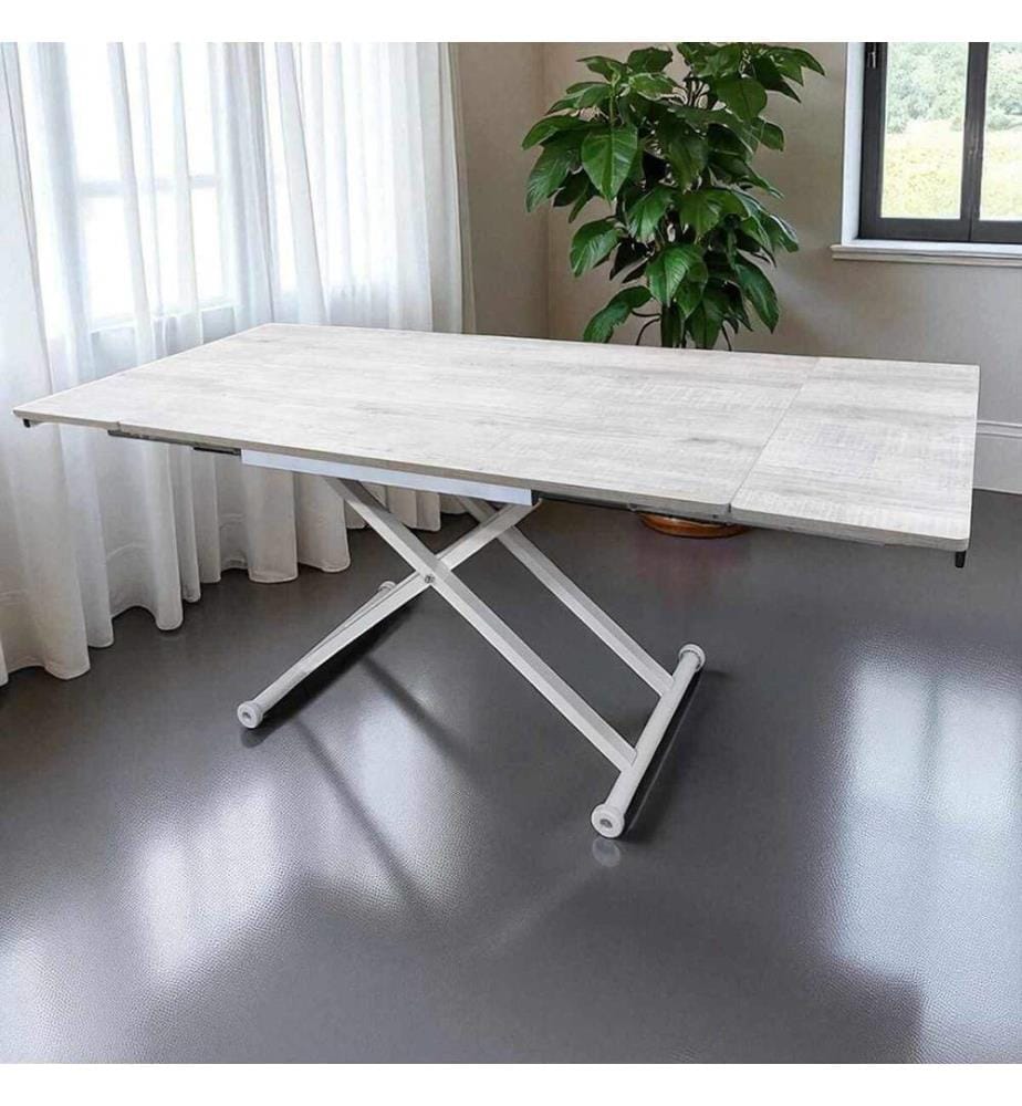 Ausziehbarer Esstisch, 100 % MDF, Lissabon, Weiss