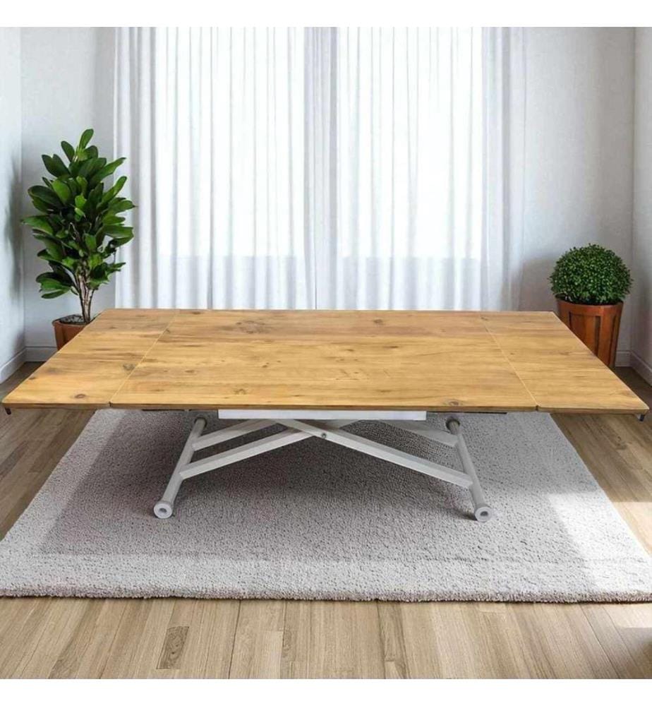 Ausziehbarer Esstisch, 100 % MDF, Kiefer, Weiss