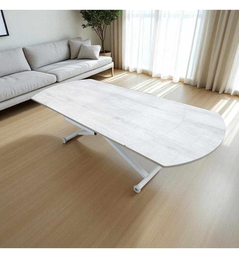 Ausziehbarer Esstisch, 100 % MDF, Lissabon, Weiss
