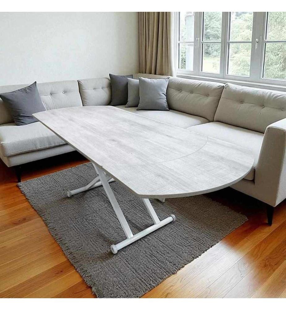 Ausziehbarer Esstisch, 100 % MDF, Lissabon, Weiss