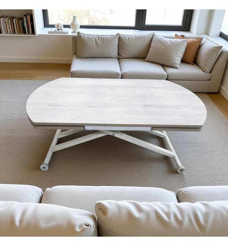 Ausziehbarer Esstisch, 100 % MDF, Lissabon, Weiss