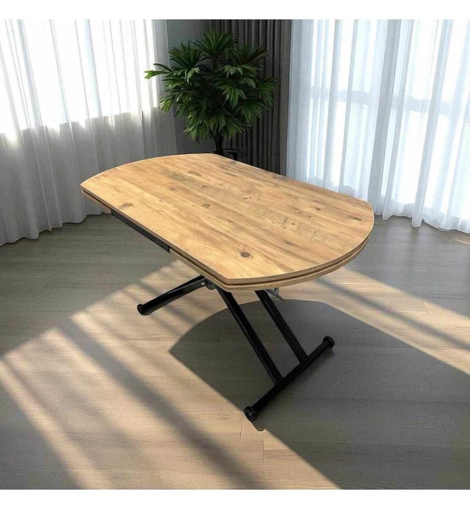 Table de salle à manger extensible, 100 % MDF, pin, noir