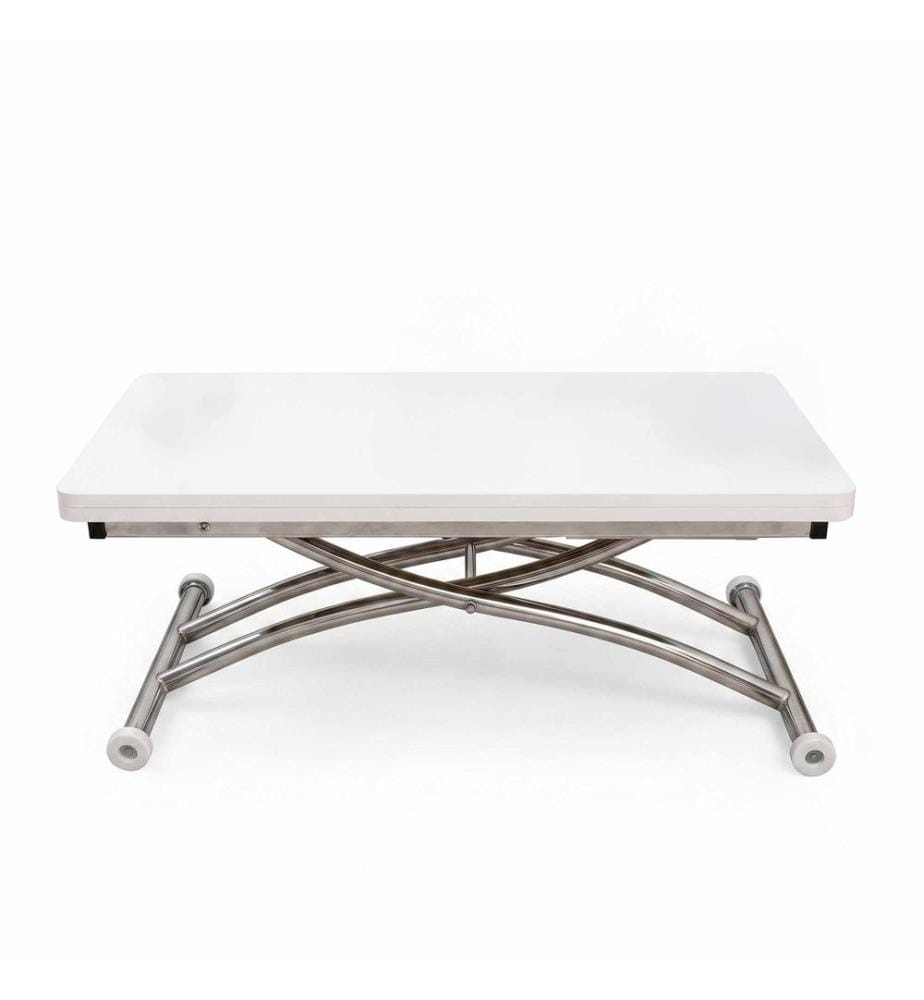 Table basse, 100 % MDF, blanche, chromée