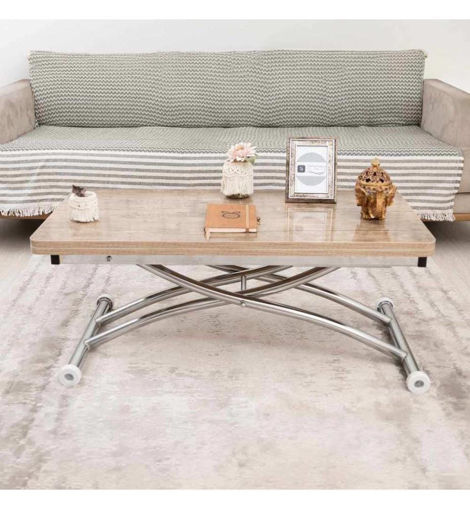 Table basse, 100 % MDF, finition antique, chromée