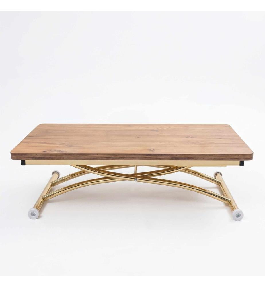 Table basse, 100 % MDF, pin, doré