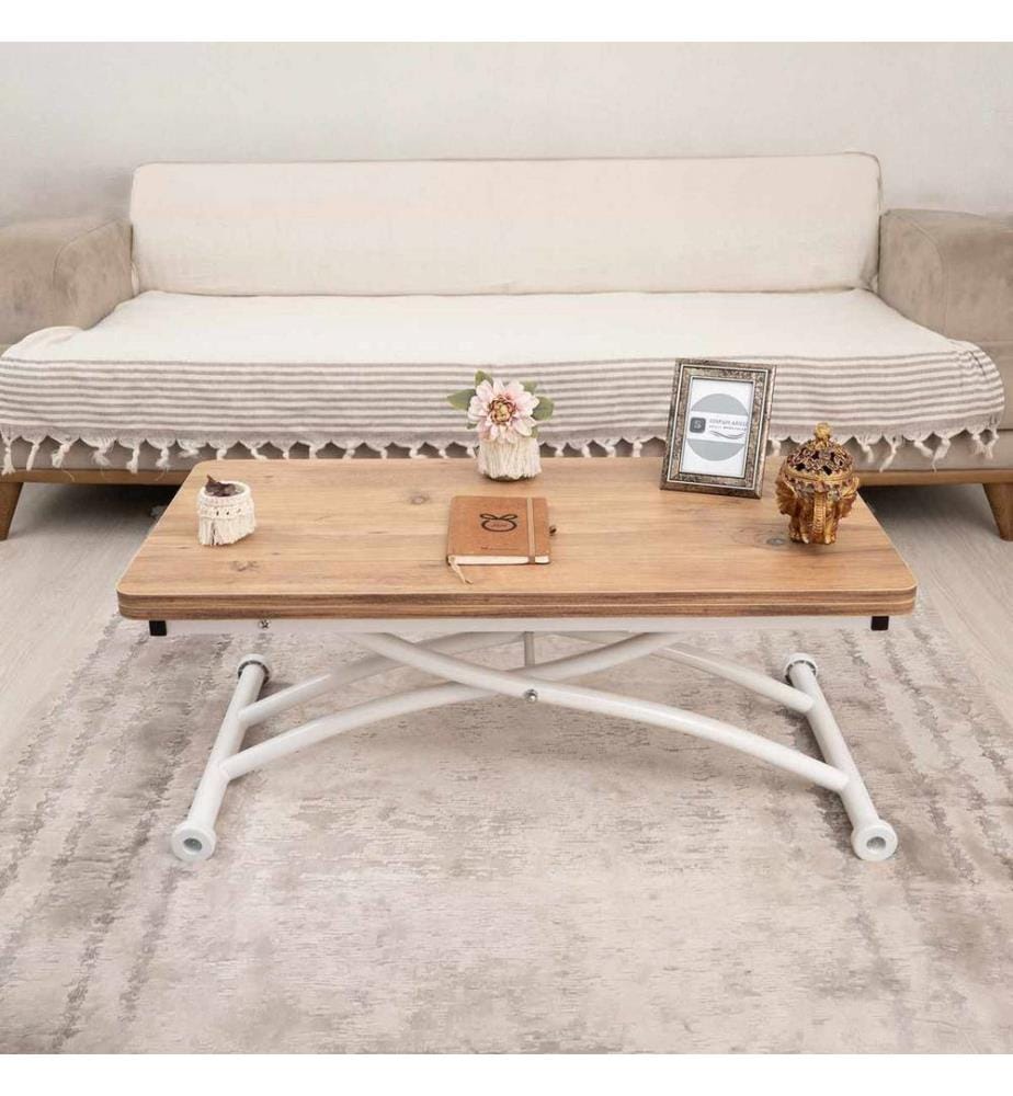 Table basse, 100 % MDF, pin, blanc