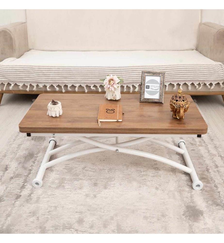 Table basse, 100 % MDF, noyer, blanc