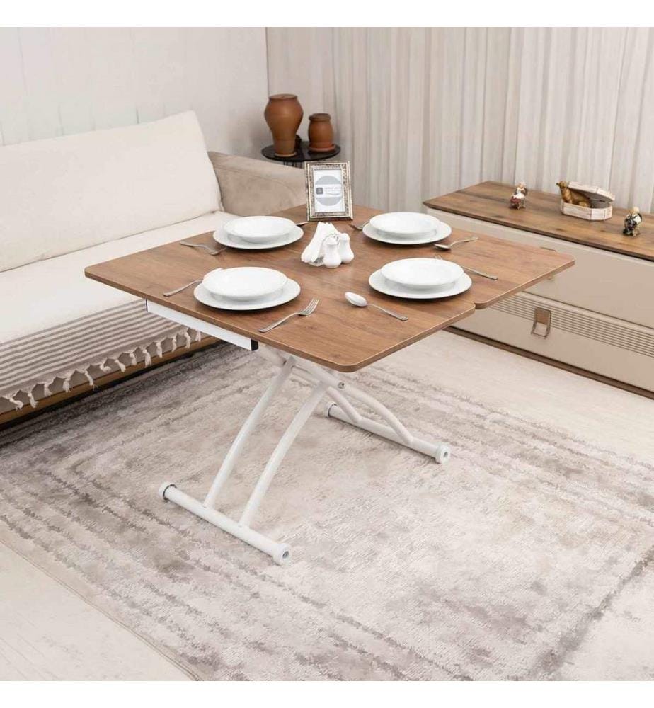 Table basse, 100 % MDF, noyer, blanc