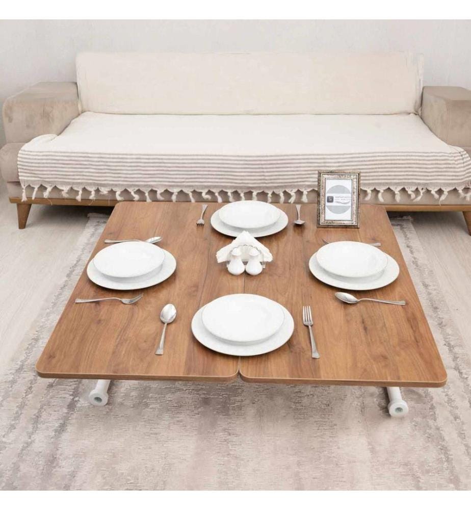 Table basse, 100 % MDF, noyer, blanc