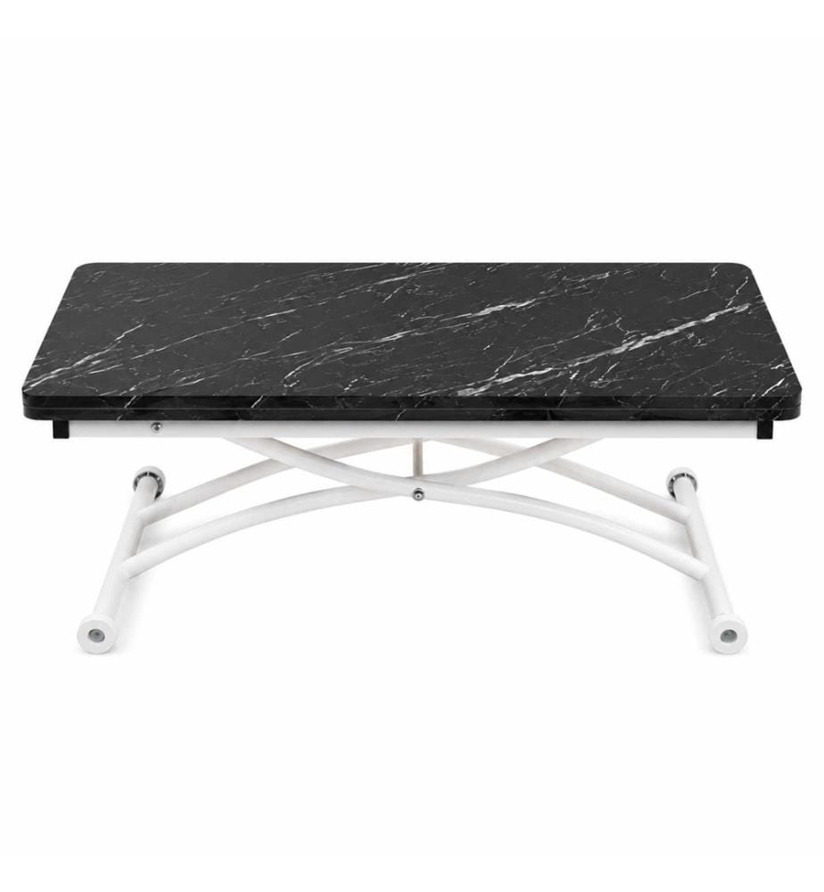 Table basse, 100 % MDF, marbre noir, blanc
