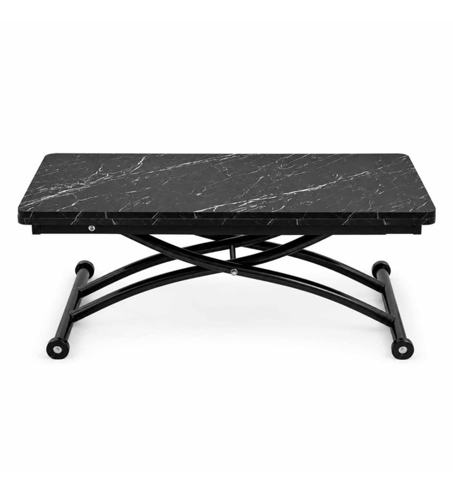 Table basse, 100 % MDF, marbre noir, noir