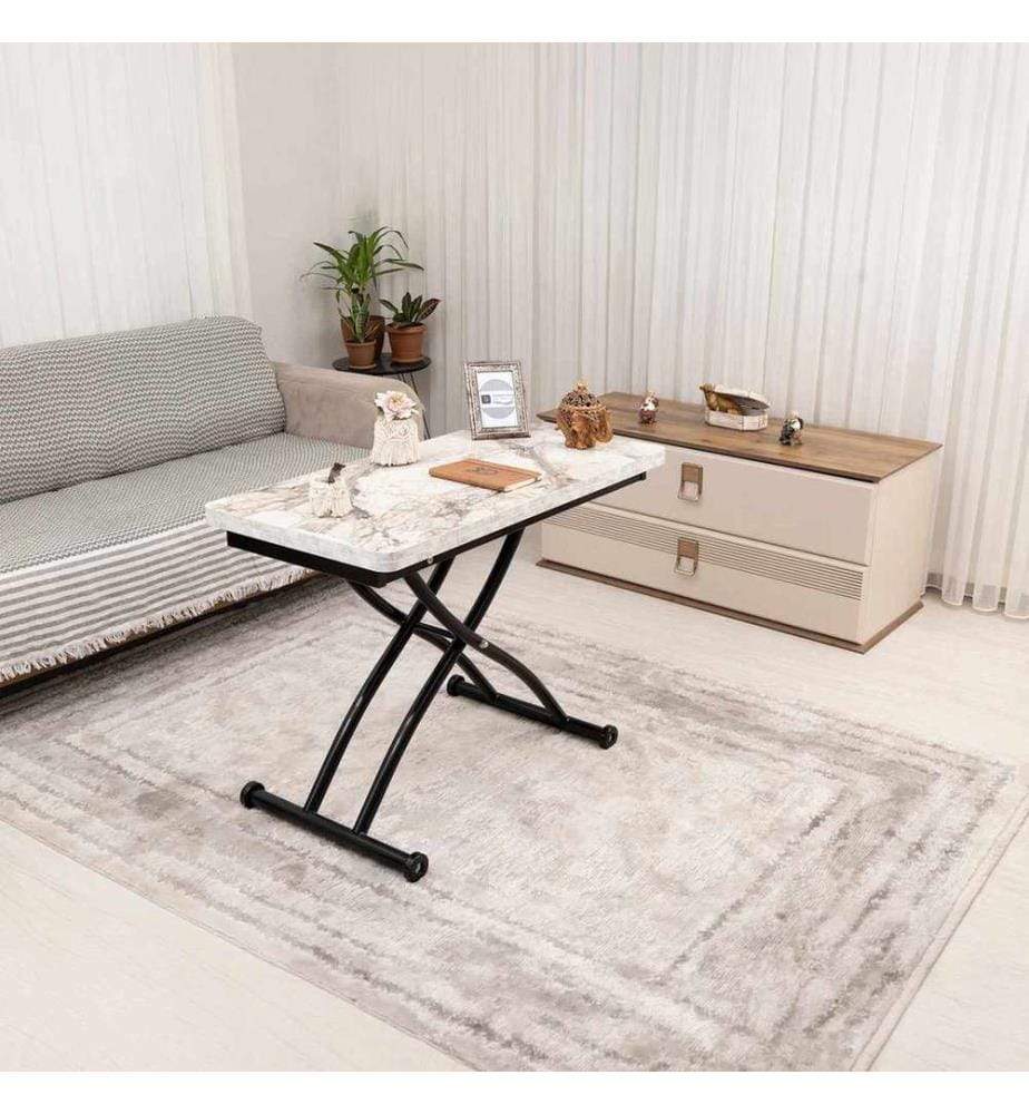 Table basse, 100 % MDF, marbre blanc, noir
